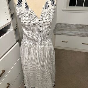 Lucky Brand Navy Blue & White Floral Sleeveless Women’s Dress ~ Medium ~ Flowy